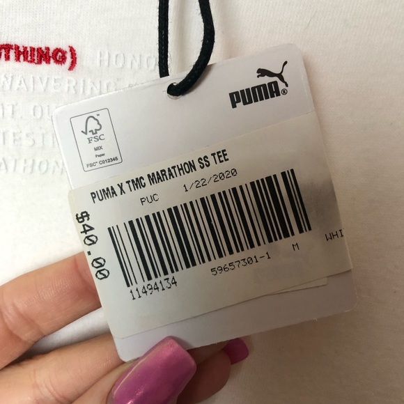 Puma x TMC Men’s Marathon Puma White Tee NWT - Picture 7 of 9